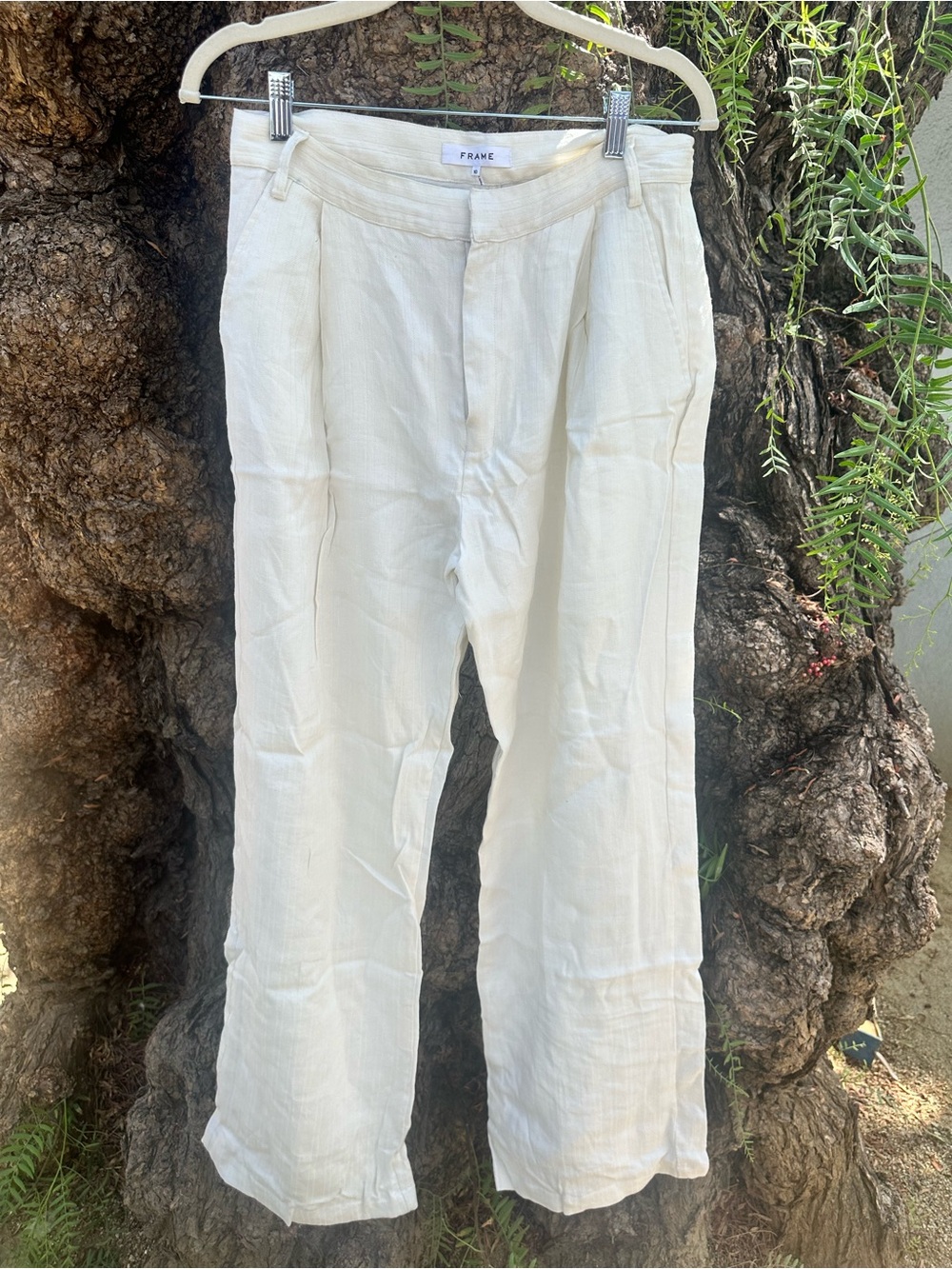 Frame Denim Women's Linen Trousers in Cream
